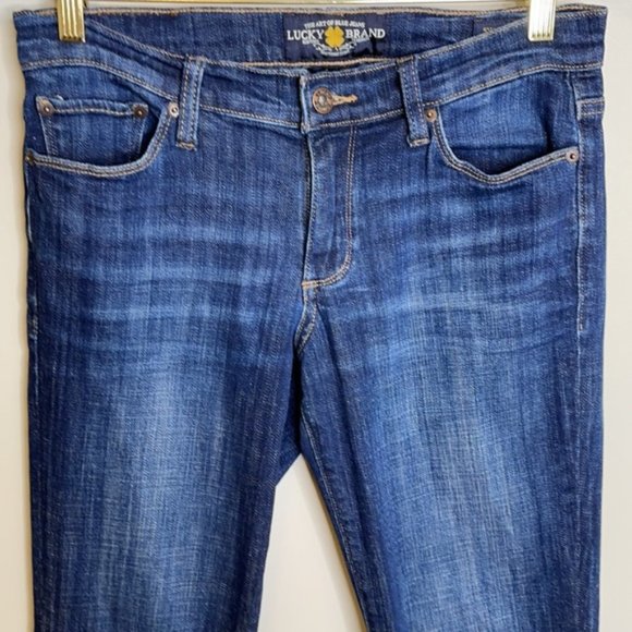 Lucky Brand blue dark wash Sweet Straight Mid-rise stretch cotton jeans Sz 4/27 - Picture 2 of 15